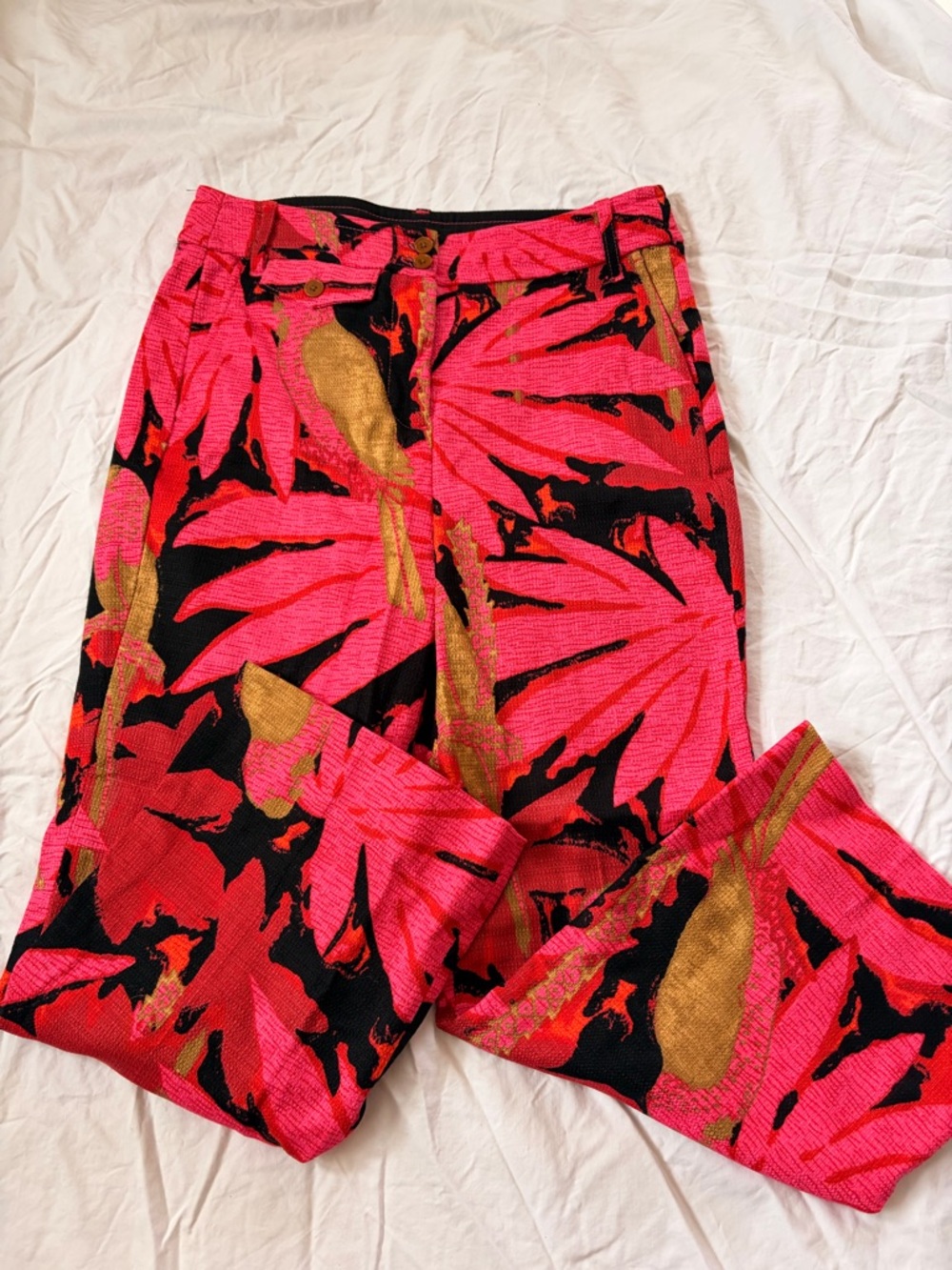 NWT JCrew High-Waisted Kickout Crop Pants in Palm-Print Grasscloth